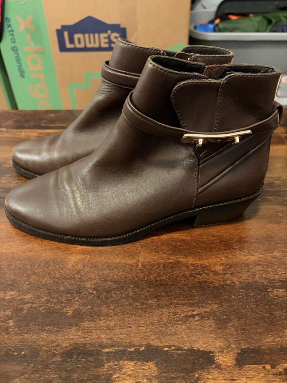 Coach Brown Leather Turnlock Buckle Ankle Boots Size 7.5 B